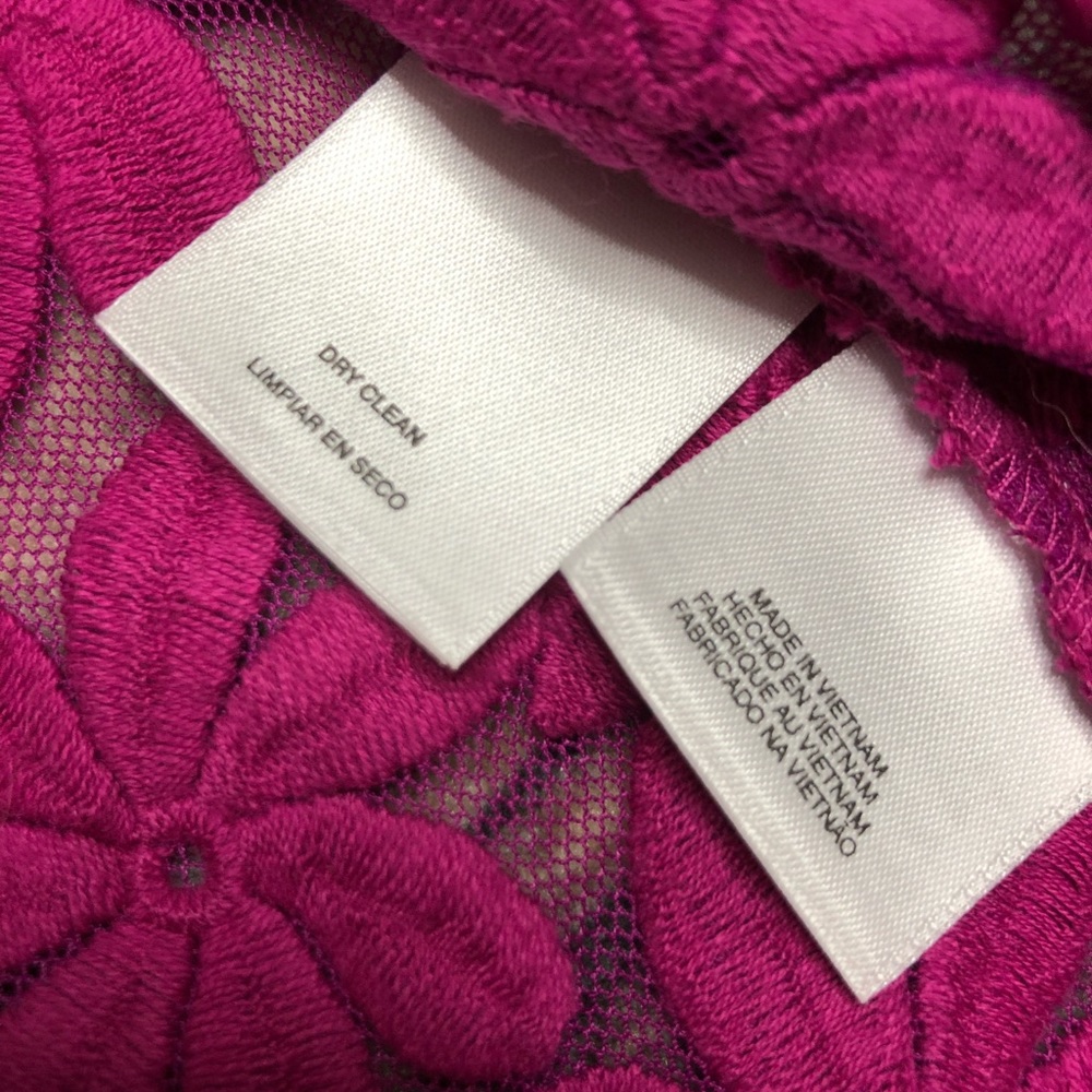 Anne Klein Floral Lace Mesh Cardigan Fuschia - Picture 7 of 7